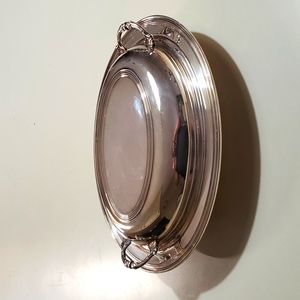 Sterling Silver Double Serving Dish with Glass Insert Serving Dish